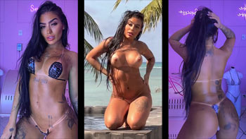 Mc Mirella nua e rebolando com fitinha minúscula